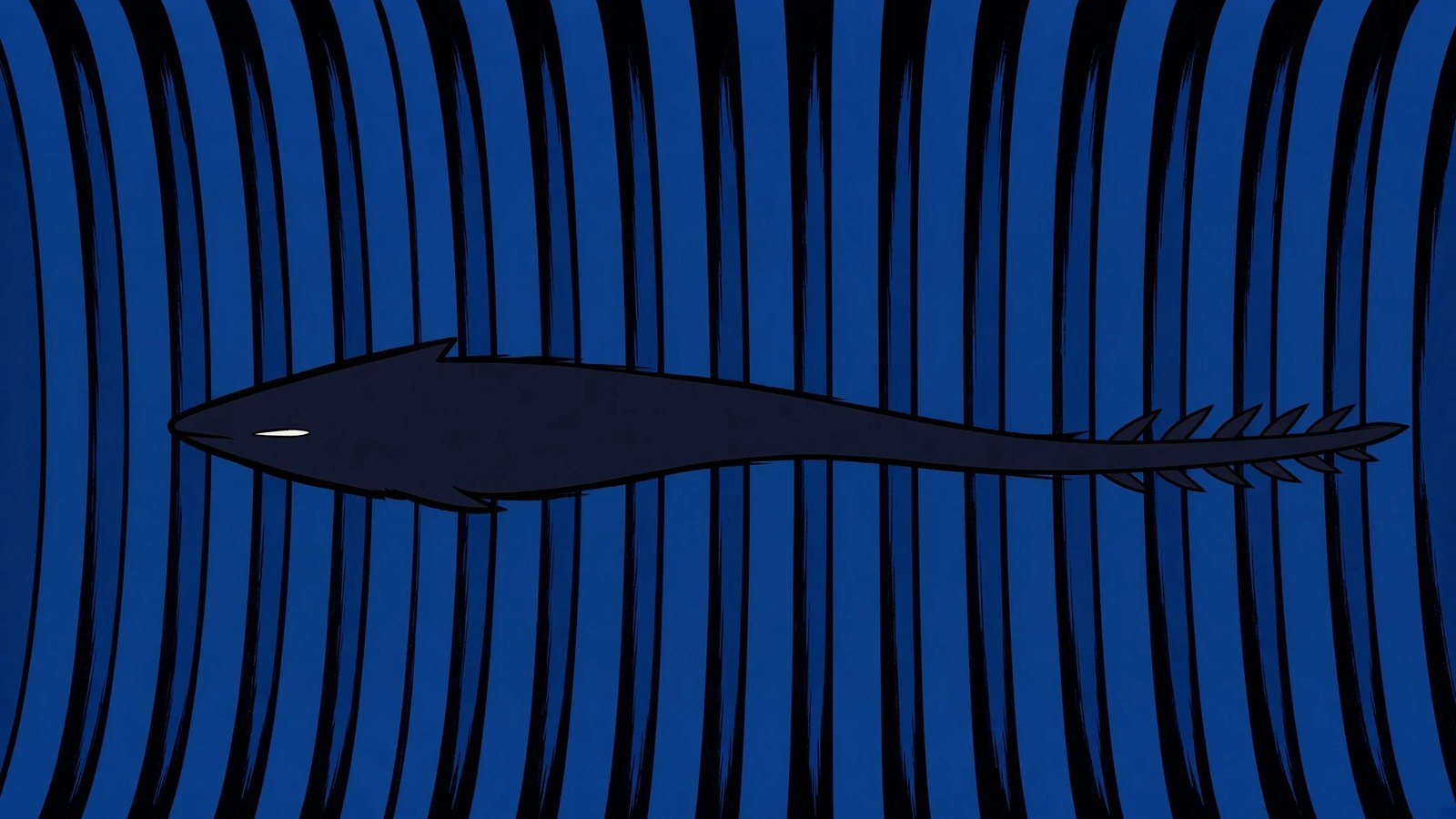 Isonade, a black-indigo silhouette in the blue span