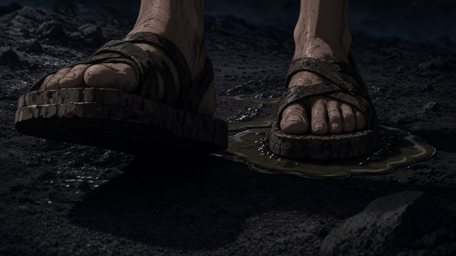 Sandals on the floor of the house