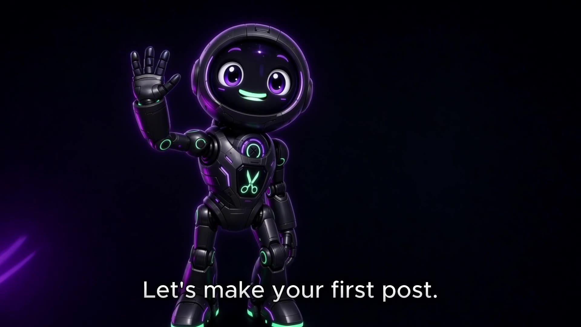 Snip waving on a dark stage