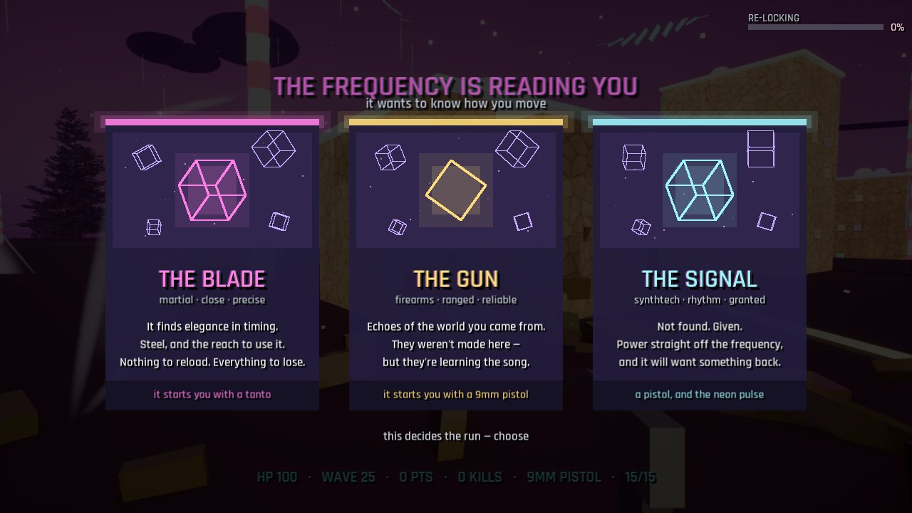 Three path cards: THE BLADE, THE GUN and THE SIGNAL